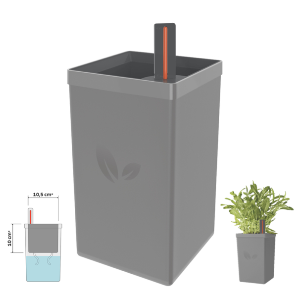 Maceta Autoirrigable 800 Ml. Gris 20.00 x 13.00 Cm.