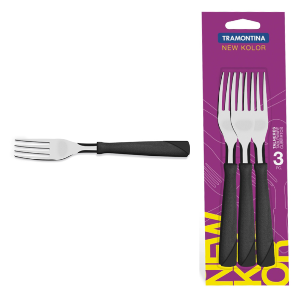 Tenedor de Mesa 3 Pz. New Kolor Mango Polipropileno Color Negro