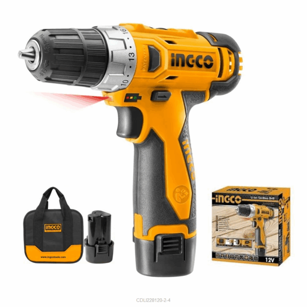 TALADRO ATORNILLADOR INALAMBRICO 12V 10MM INGCO. Cod. CDLI228120