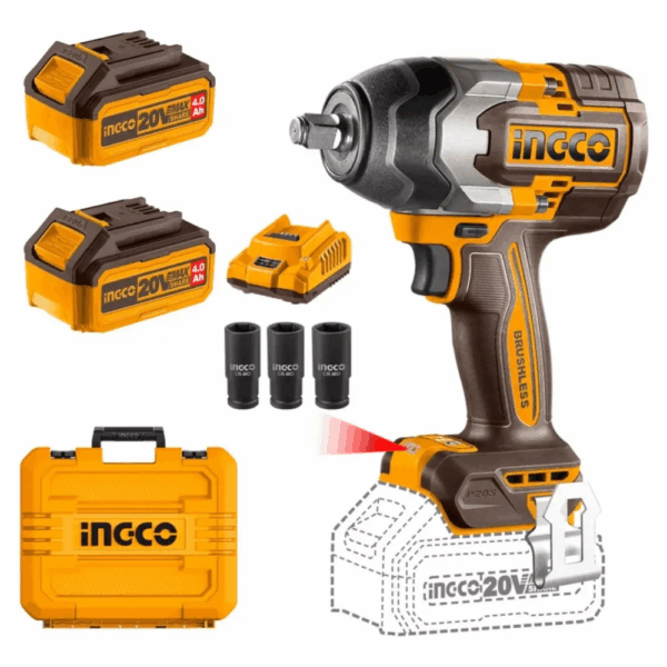 LLAVE IMPACTO INGCO CON 2 BAT Y 1 CARG - COD CIWLI2085-4